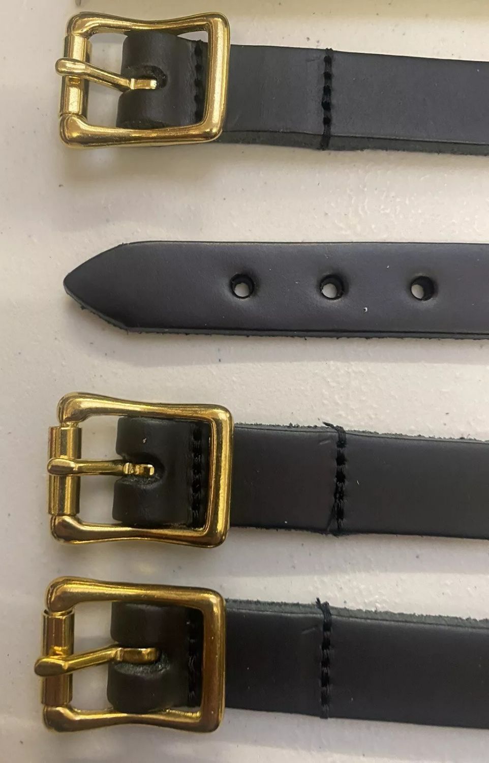 Utility Strap - Black HIDE Leather 457mm x 19mm - Solid Brass Buckle